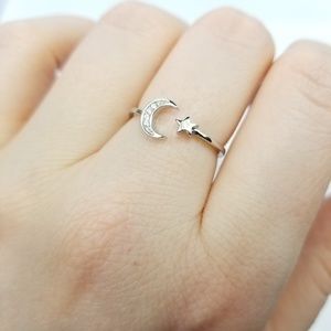 {The When the Moon Met the Star Ring} Sterling CZ